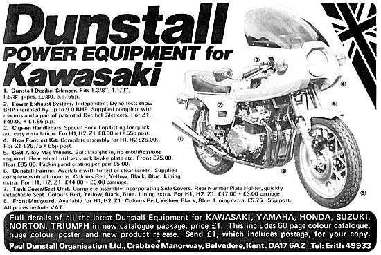 Dunstall Power Equipment For Kawasaki Motor Cycles               