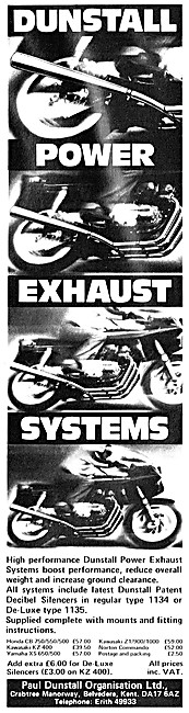 Dunstall Motorcycle Power Exhaust Systems                        