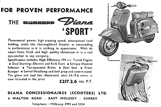 Durkopp Diana Sport Motor Scooter 195cc                          
