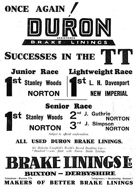 Duron Brake Linings                                              