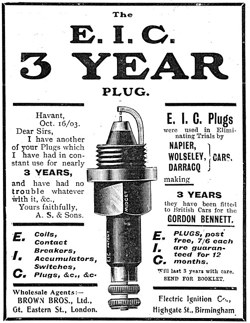 E.I.C.Spark Plugs - Brown Brothers                               