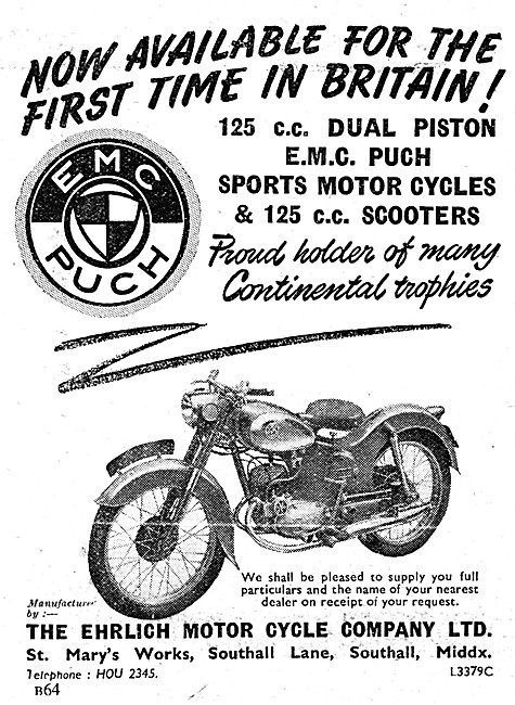 EMC Motor Cycles - EMC-Puch 125 cc Dual Piston Motor Cycle       