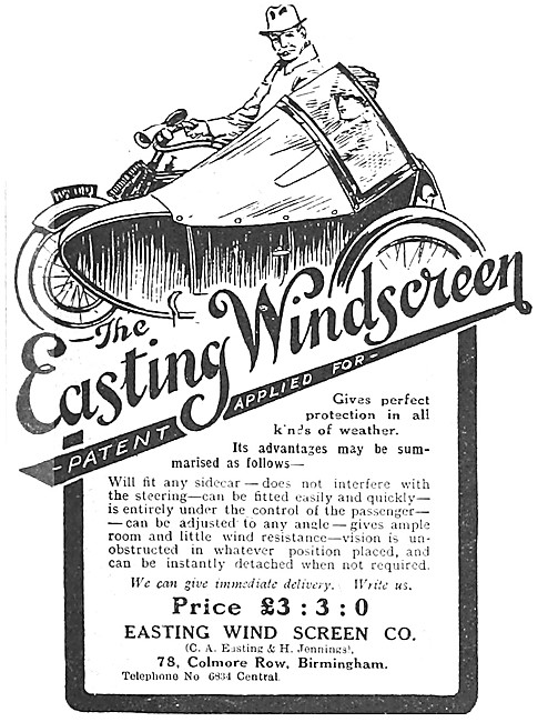 Easting Sidecar Windscreens 1917                                 