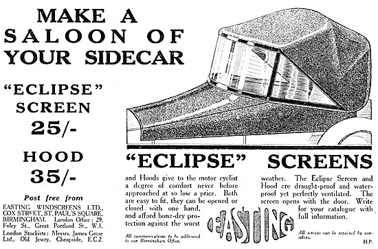 Easting Eclipse Sidecar Windscreens & Hoods                      