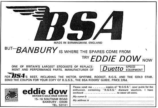 Eddie Dow BSA Gold Star Specialists 1970                         