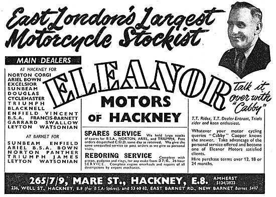 Eleanor Motors Motor Cycle Sales Hackney. 265 Mare St, Hackney   