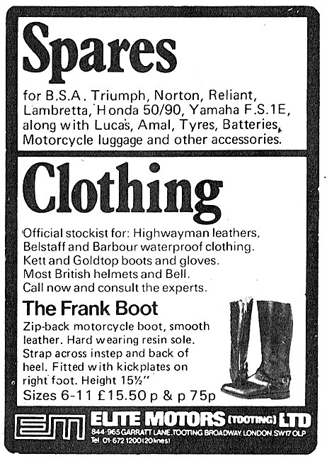 Elite Motors Motor Cycle Clothing - Frank Boot                   