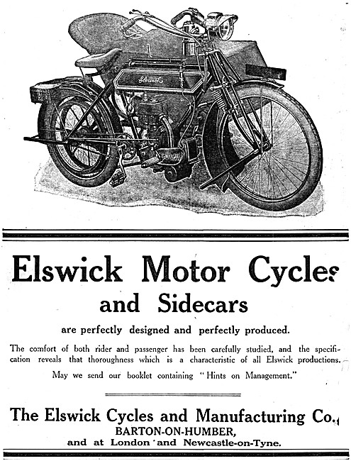Elswick Motor Cycles & Sidecars - Barton-On-Humber               