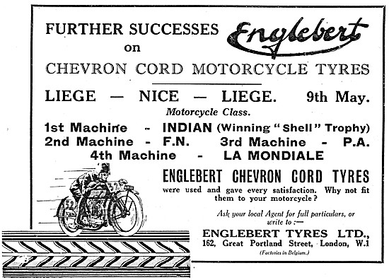 Englebert Tyres - Englebert Motor Cycle Tyres 1929               