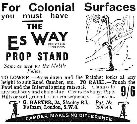 Es Way Motorcycle Prop Stand For Colonial Surfaces               