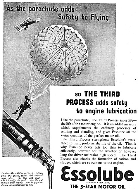 Essolube Motor Oil Sold In Glass Bottles 1934 Advert             