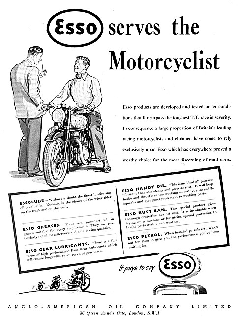 Esso Petrol & Lubricants For Motor Cycles                        