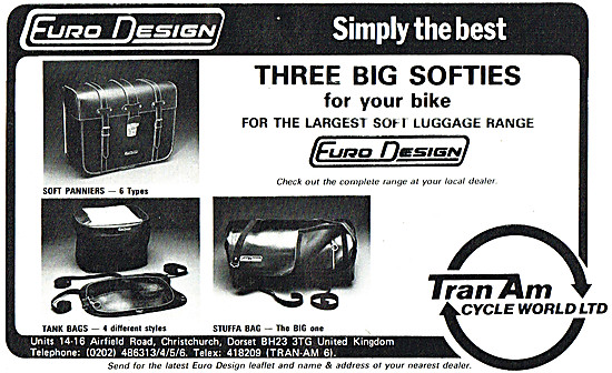 Euro Design Motor Cycle Soft Luggage Products                    