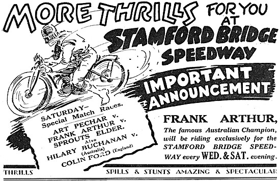 1928 Stamford Bridge Speedway Cinder Track Racing Advert         