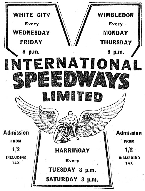 Speedway Racing White City & Wimbledon 1928 Events               