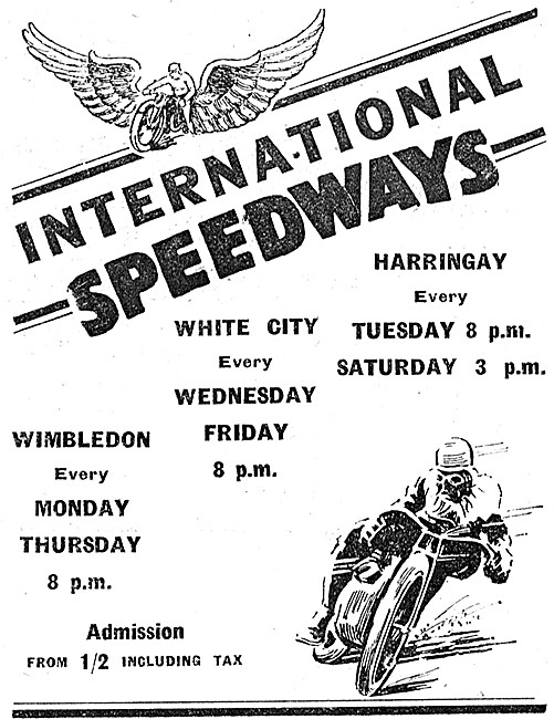 1928 Speedway Racing At White City, Harringay & Wimbledon 1928   