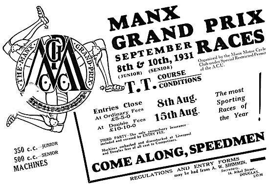 Manx Grand Prix September 1931                                   