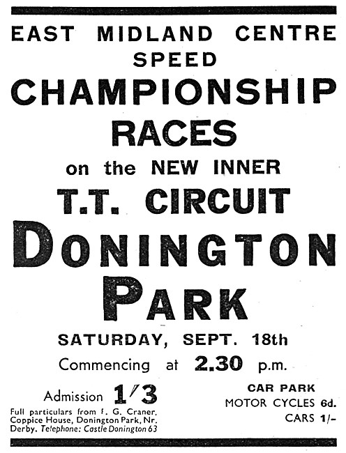 Donington Park Motor Cycle Championship Races September 1937     