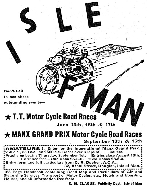 Isle Of Man Motor Cycle Racing 1938 - Manx Grand Prix 1938       