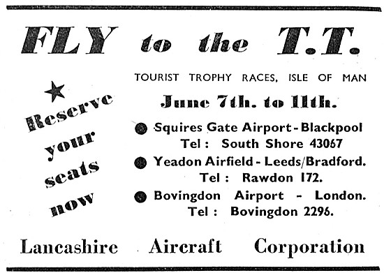 Lancashire Aircraft Corporation Charter Flights For TT Week 1948 