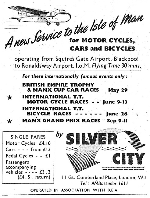 Silver City Airways Isle Of Man Service 1952                     
