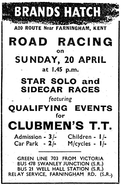 Brands Hatch  Motorcycle Road Racing  1952                       
