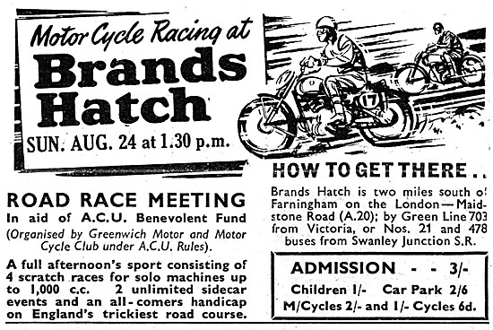 Brands Hatch Motor Cycle Racing Aug 24th 1952                    