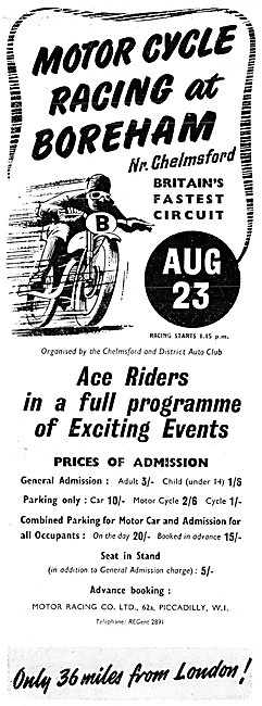 Boreham Motorcycle Racing Aug 23rd 1952                          