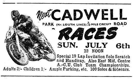 Cadwell Park MotorcycleRacing July 1952                          