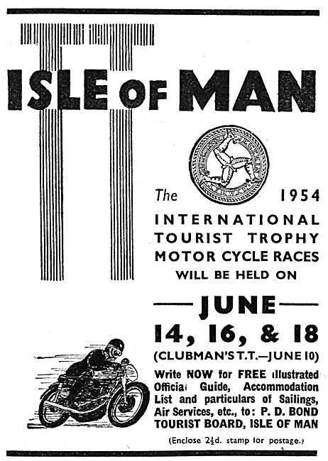 1954 Isle Of Man TT Promotional Advert                           