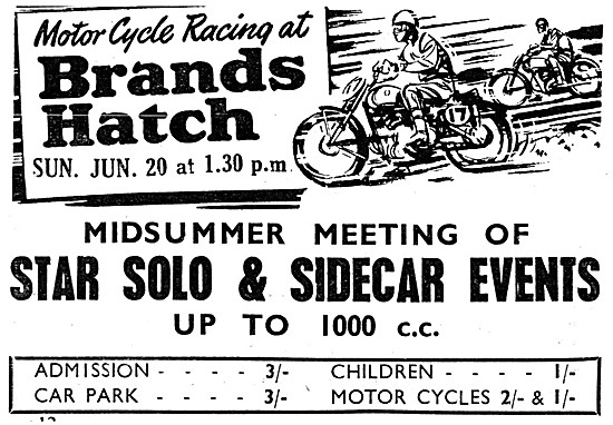 Brands Hatch Motor Cycle Racing June 20th 1954                   