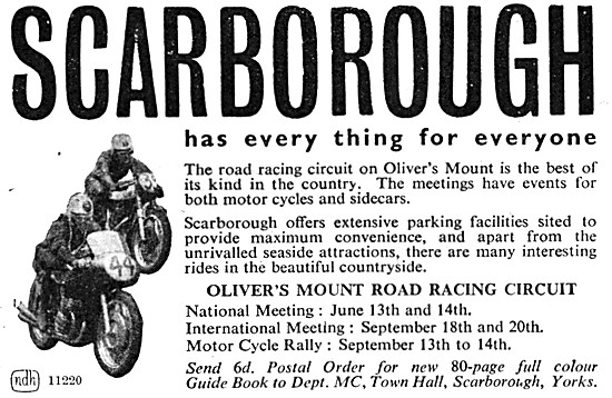 Olivers Mount Road Racing Event Advert June1958                  