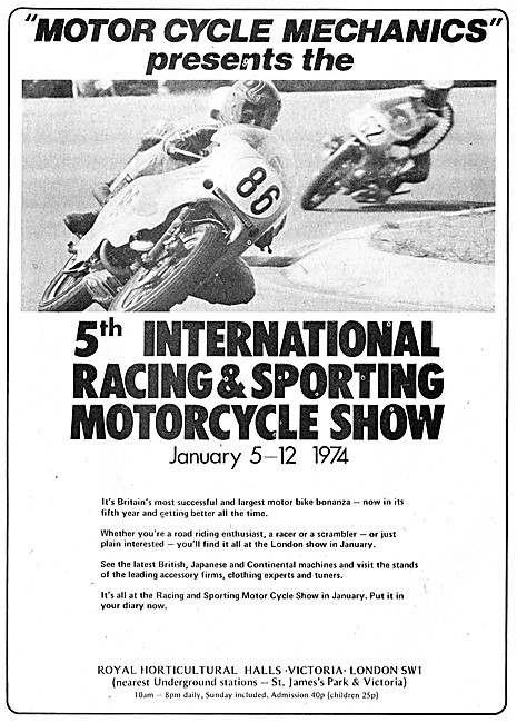 5th International Racing & Sporting Motorcycle Show Jan 1974     