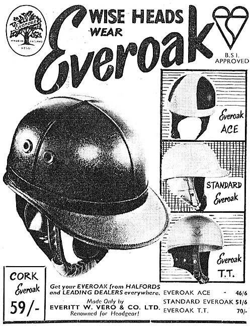 The 1958 Range Of Everoak Motor Cycle Safety Helmets             