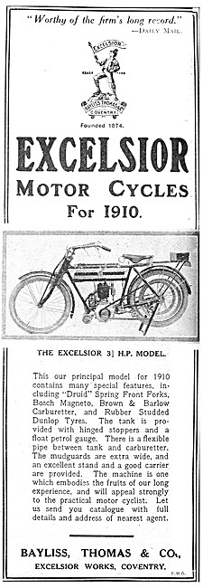 Excelsior 3 1/2 hp Motor Cycle 1909                              