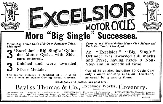 1913 Excelsior Big Single Motor Cycle                            