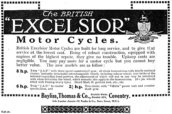Excelsior-Jap 8 hp Motor Cycle V Twin 1919                       