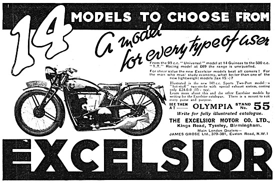 Excelsior Motor Cycles Model Listing 1931                        
