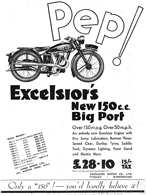 1932 Excelsior 150 cc Big Port Motor Cycle                       