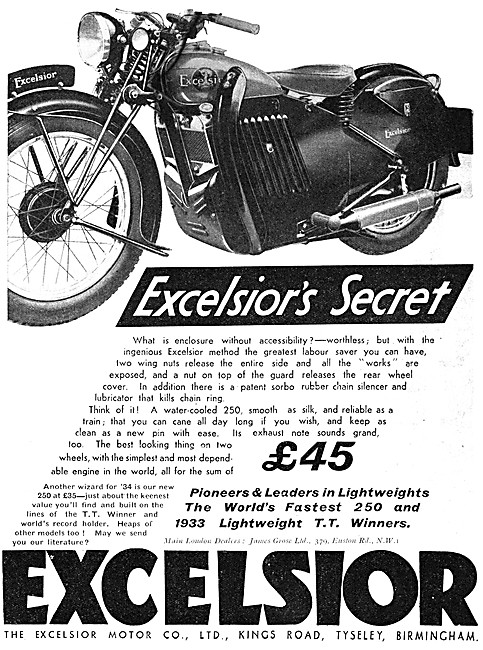 Excelsior Watercooled 250 cc Motor Cycle                         