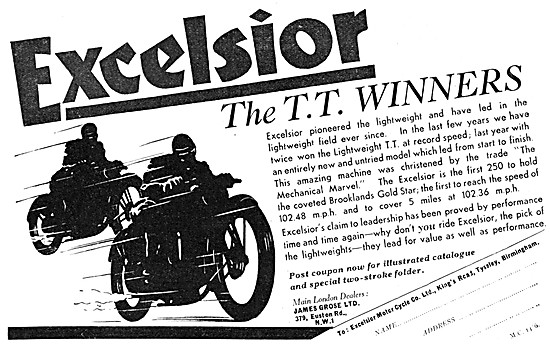 1934 Excelsior TT Winning Motor Cycles                           