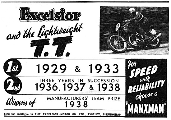 1939 Excelsior Manxman Motor Cycle                               