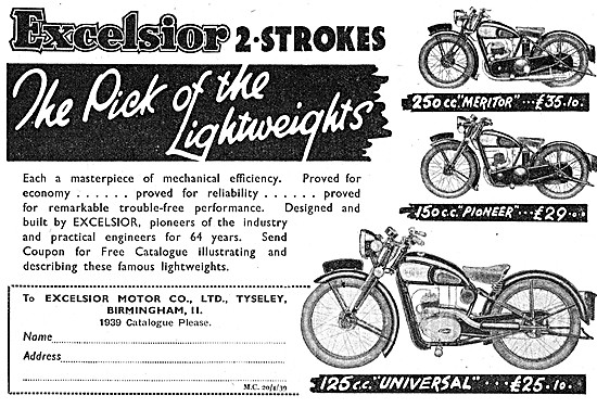 Excelsior Lightweight Motor Cycles 1939 - Excelsior Pioneer      