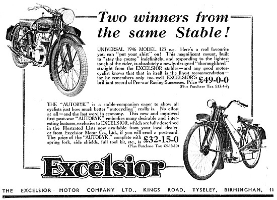 1946 Excelsior Universal 125 cc Motor Cycle                      