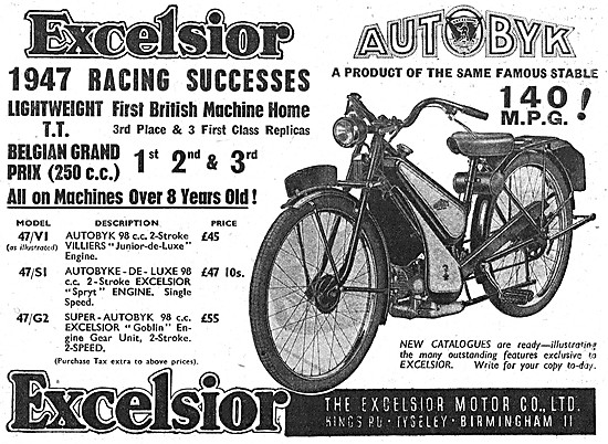 1947 Excelsior Autobyke Racing Successes                         