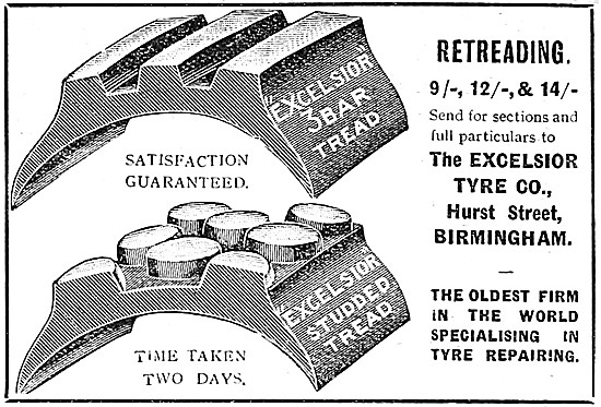 Excelsior Motor Cycle Tyres & Retreads 1914                      