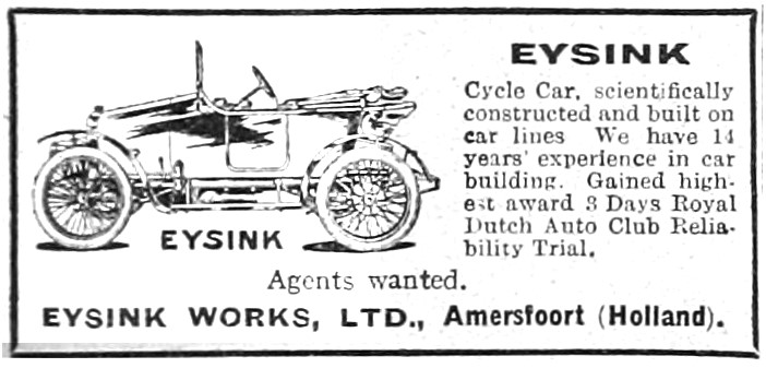 Eysink Cyclecars & Motor Cycles                                  