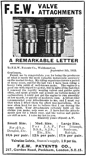 FEW Valve Attacfhments 1923 Advcert                              