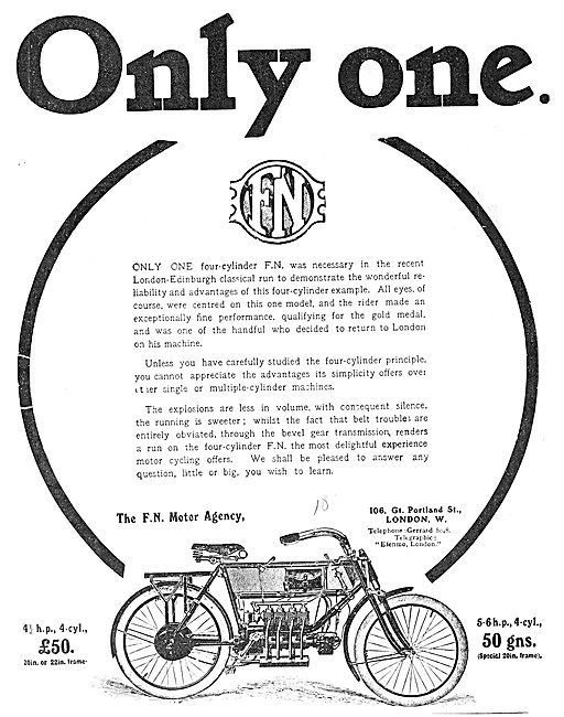 F.N.Motor Cycles - 1908 FN Four Cylinder Motor Cycle             