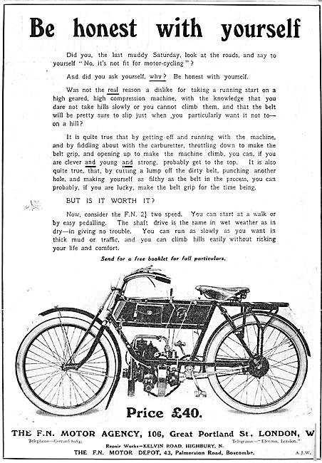 F.N. 2 1/4 2 Speed Motor Cycle                                   